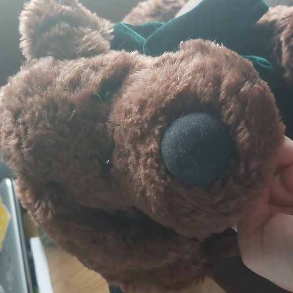 Brown dog with green bow stuffed animal - Picture 5 of 5